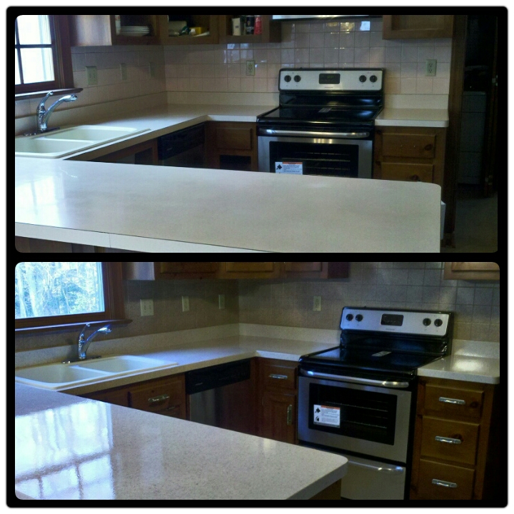 Kitchen Counter Resurface and Tile Back Splash Resurface